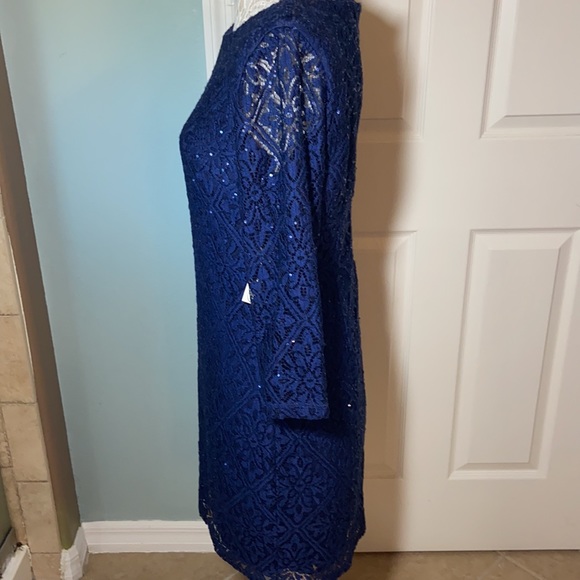 Nwt Eliza J Navy Sequin cocktail lace sequin Navy dress - Picture 6 of 11